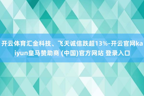 开云体育汇金科技、飞天诚信跌超13%-开云官网kaiyun皇马赞助商 (中国)官方网站 登录入口